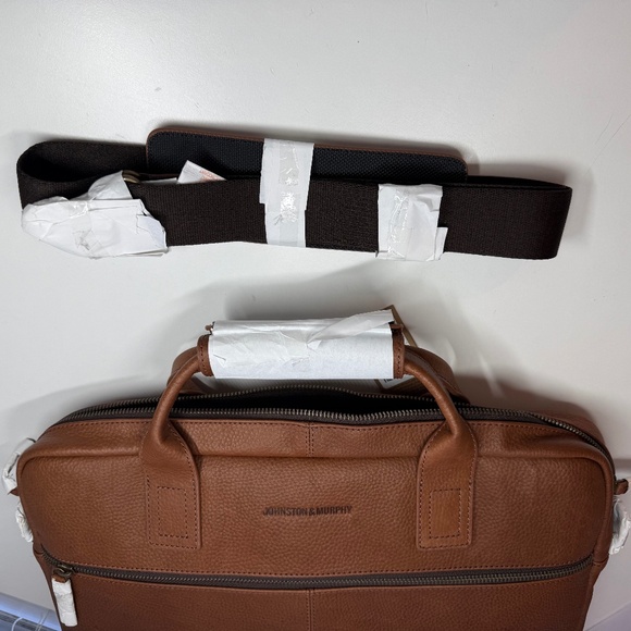 Johnston & Murphy Mens Oil Tanned Leather Briefcase - Picture 10 of 12